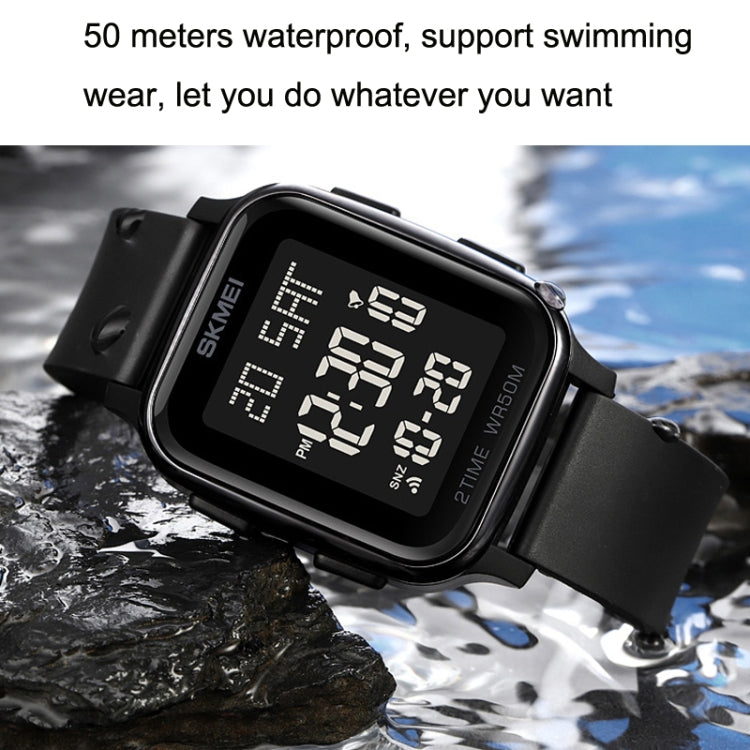 SKMEI 1858 Square Waterproof Digital Dual Display LED Luminous Watch
