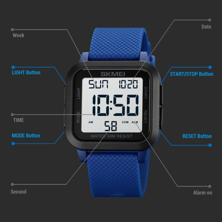 SKMEI 1894 Square Sports Waterproof Student Simple Multifunctional Luminous Watch