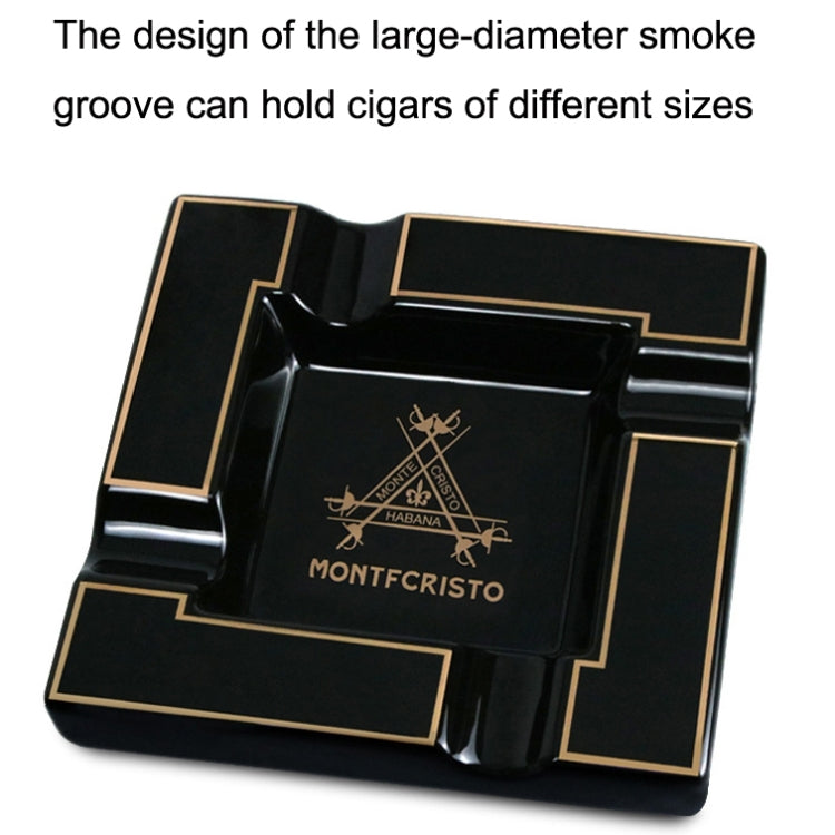 Four Slot Large-Diameter Smoke Groove Ceramic Cigar Ashtray
