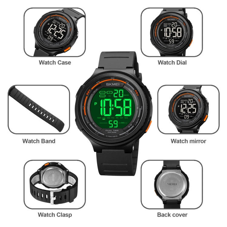 SKMEI 1841 Outdoor Sports Students Waterproof Luminous Countdown Watch, 1841 Light Grey, 1841 Black