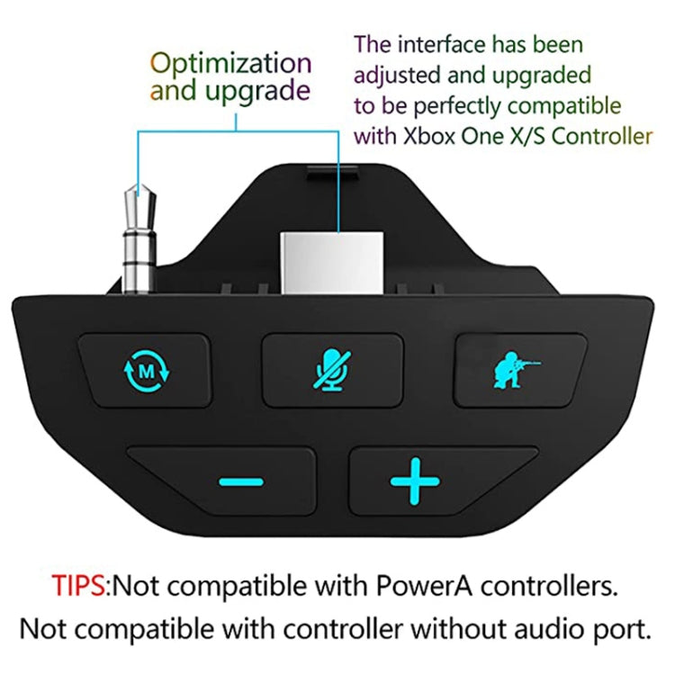 For Microsoft Xbox One S / X / Elite HS-XO193A Gamepad Sound Enhancer 3.5mm Converter Headphone Adapter