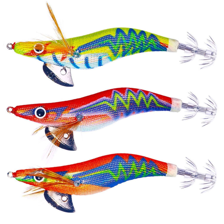 Hengjia SJ037 Luminous Electroplated Flash Wooden Shrimp Squid Lures, SJ037 (Yellow), SJ037 (Red), SJ037 (Orange)