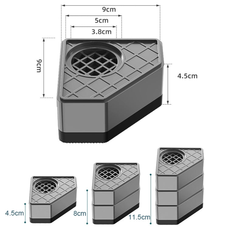 BS-XYJJD Household Washing Machine Refrigerator Non-slip Shock-absorbing Floor Mat, 4pcs Single-layer, 4pcs Double-layer, 4pcs Three-layer