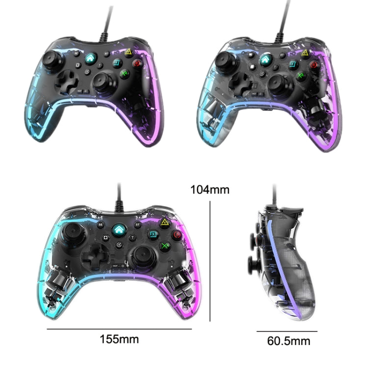 S03 Glare Transparent Wired Gamepad for Nintendo Switch/Sony PS/Computer