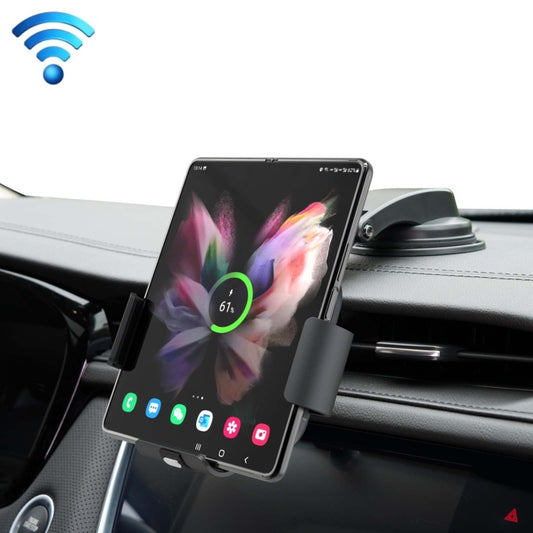 For Samsung Galaxy Z Fold4 / 3 S10 Folding Screen Mobile Phone Vehicle Bracket Dual Coil Wireless Charger