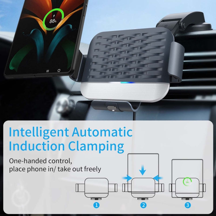 For Samsung Galaxy Z Fold4 / 3 S10 Folding Screen Mobile Phone Vehicle Bracket Dual Coil Wireless Charger