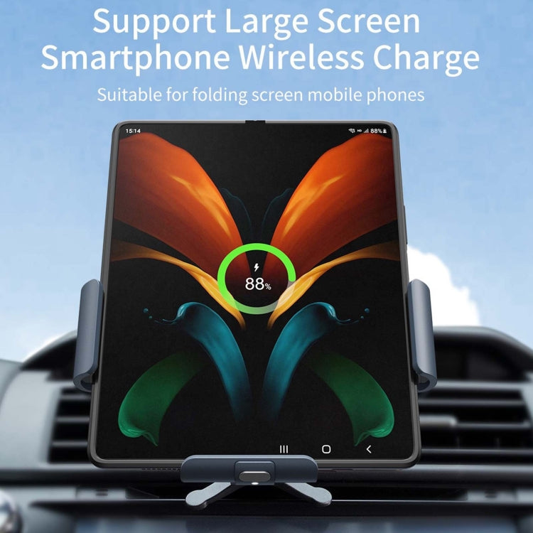For Samsung Galaxy Z Fold4 / 3 S10 Folding Screen Mobile Phone Vehicle Bracket Dual Coil Wireless Charger