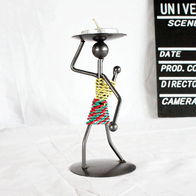 Retro Wrought Iron Man-shaped Candlestick Ornament Restaurant Table Decoration Props, 21, 22, 23, 26