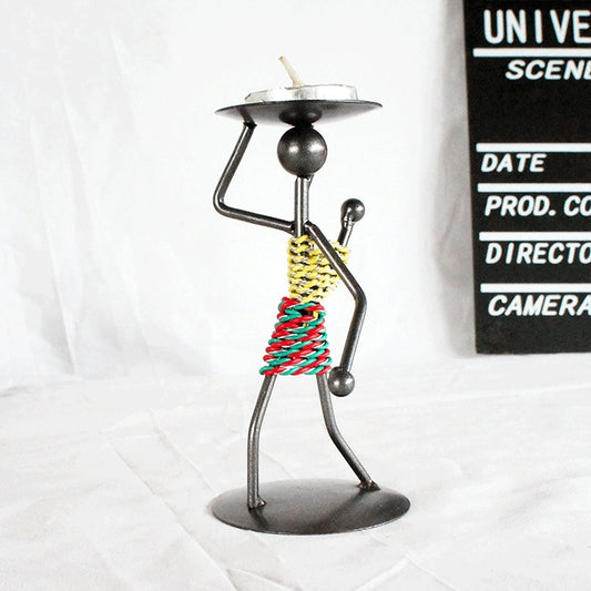 Retro Wrought Iron Man-shaped Candlestick Ornament Restaurant Table Decoration Props, 21, 22, 23, 26