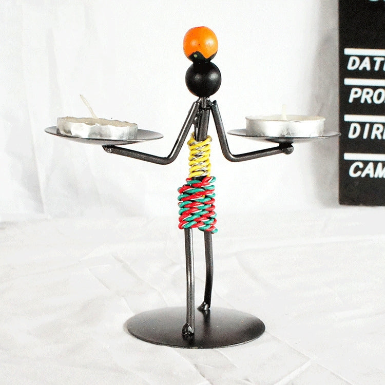 Retro Wrought Iron Man-shaped Candlestick Ornament Restaurant Table Decoration Props, 21, 22, 23, 26