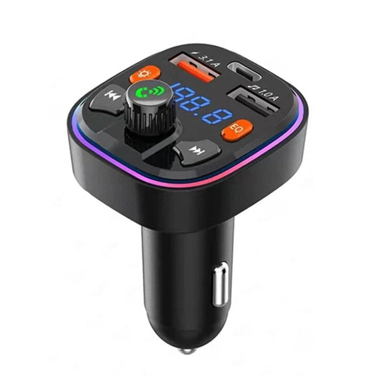 3.1A USB+PD Bluetooth Car Charger Car FM Transmitter Colorful Lighting