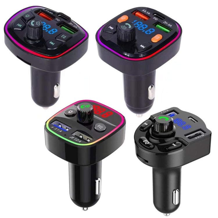 3.1A USB+PD Bluetooth Car Charger Car FM Transmitter Colorful Lighting