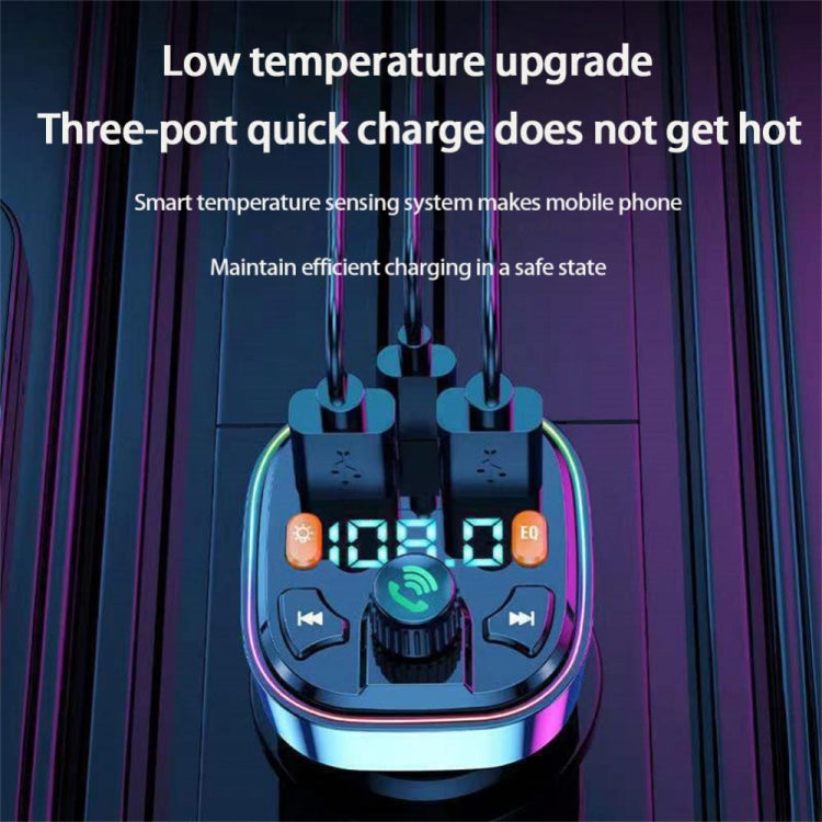 3.1A USB+PD Bluetooth Car Charger Car FM Transmitter Colorful Lighting
