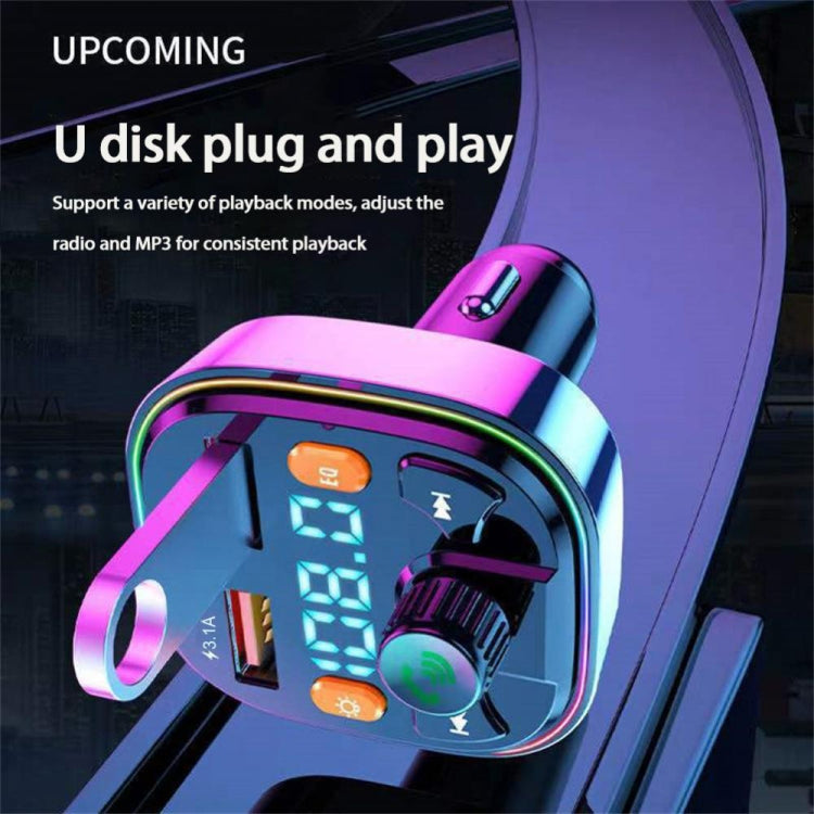 3.1A USB+PD Bluetooth Car Charger Car FM Transmitter Colorful Lighting