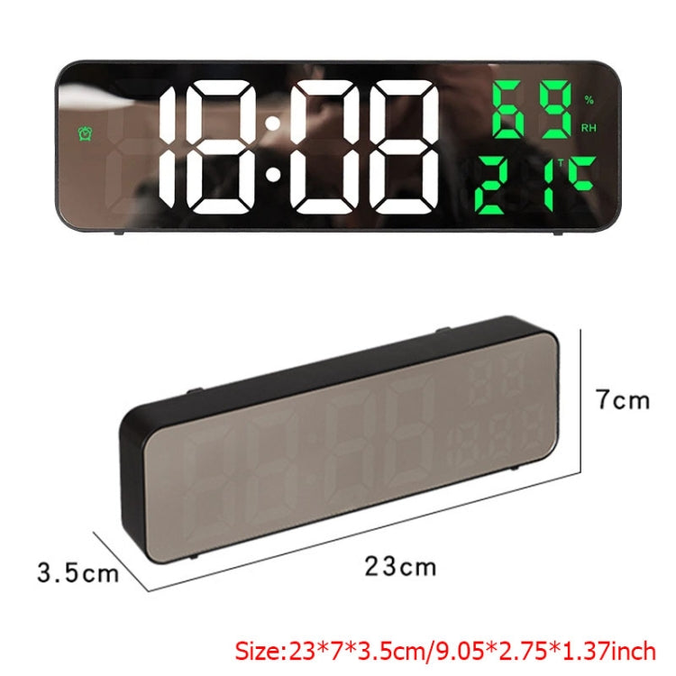671  Mirror Screen Digital LED Alarm Clock USB Plug-in/Battery Dual-use With Temperature/Humidity Display