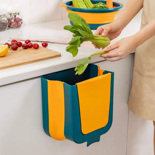 Kitchen Hanging Folding Trash Can Food Waste Storage Bin