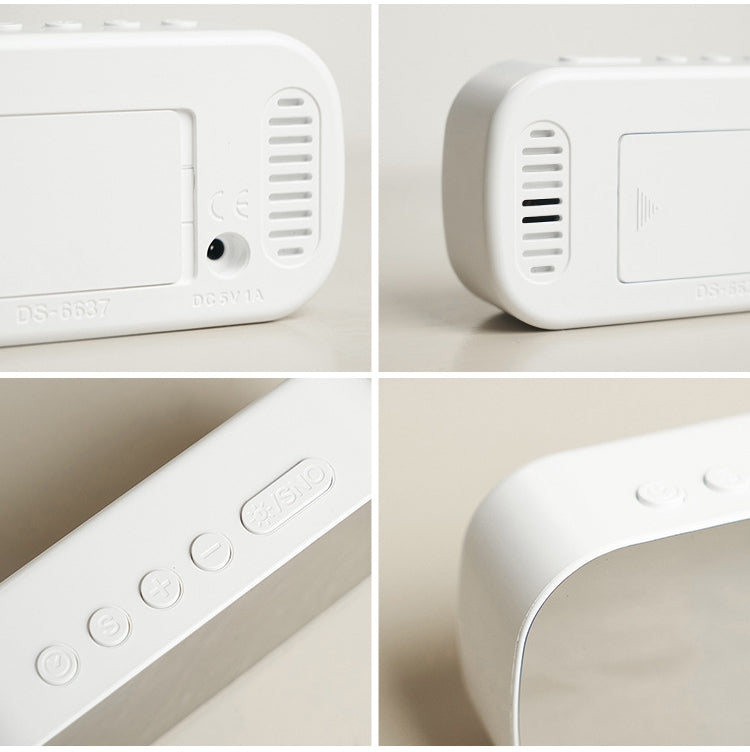 6637 LED Digital Display Temperature Electronic Clock Desktop Mirror Alarm Clock