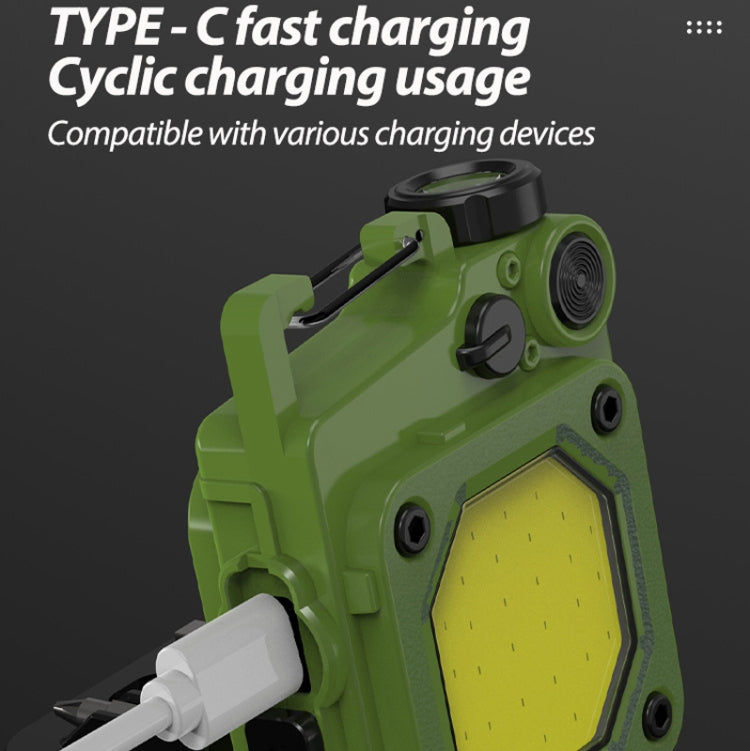 Mini Keychain COB Flashlight USB Rechargeable Magnetic Work Light For Outdoor Camping