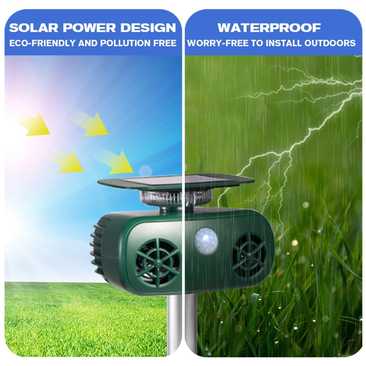 SK628 Solar Powered Animal Repeller 360 Degree Strobe Light Bird Repeller Ultrasonic Rat Repeller