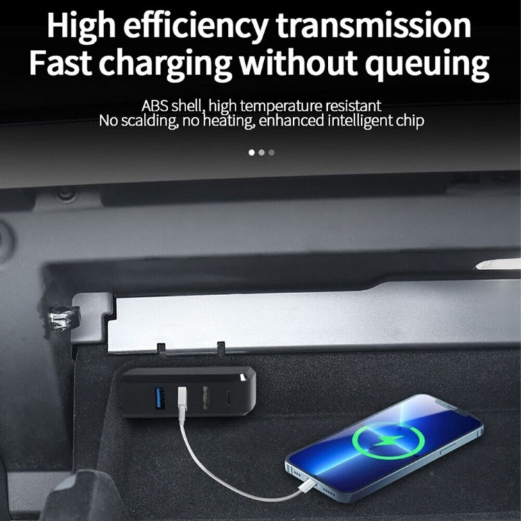 For Tesla Model 3/Y Car AH37 3 USB  +1 Type-C/USB-C Port Hub Docking Station