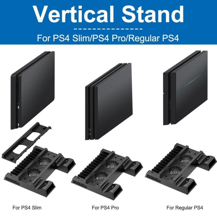 For PS4 / PS4 Slim / PS4 Pro Cooling Fan Stand Console Vertical Stand Cooler with Dual Controller Charger
