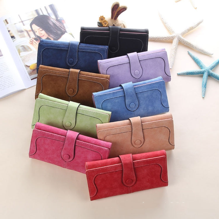 Women Long Wallet Vintage Frosted Splicing Leather Wallet