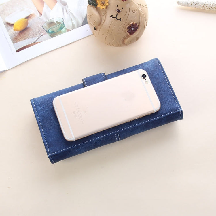 Women Long Wallet Vintage Frosted Splicing Leather Wallet