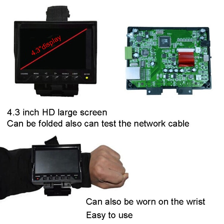JSK-4300B 4.3 inch Handheld 12V Output Network Cable Monitoring Tester, 4.3 inch (With AU Plug Power Adapter), 4.3 inch (With US Plug Power Adapter), 4.3 inch (With EU Plug Power Adapter), 4.3 inch (With UK Plug Power Adapter)