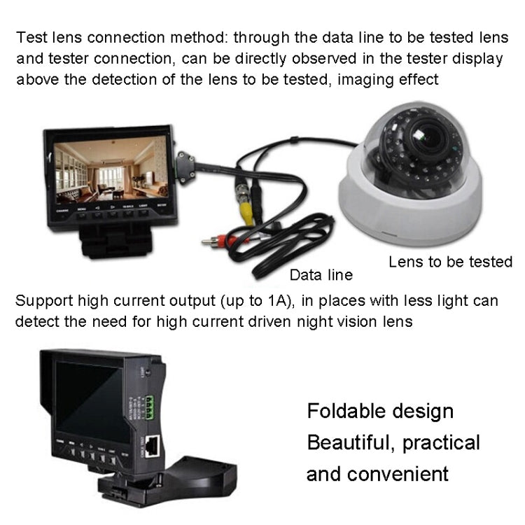 JSK-4300B 4.3 inch Handheld 12V Output Network Cable Monitoring Tester, 4.3 inch (With AU Plug Power Adapter), 4.3 inch (With US Plug Power Adapter), 4.3 inch (With EU Plug Power Adapter), 4.3 inch (With UK Plug Power Adapter)