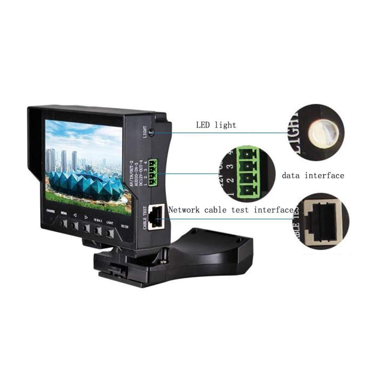 JSK-4300B 4.3 inch Handheld 12V Output Network Cable Monitoring Tester, 4.3 inch (With AU Plug Power Adapter), 4.3 inch (With US Plug Power Adapter), 4.3 inch (With EU Plug Power Adapter), 4.3 inch (With UK Plug Power Adapter)