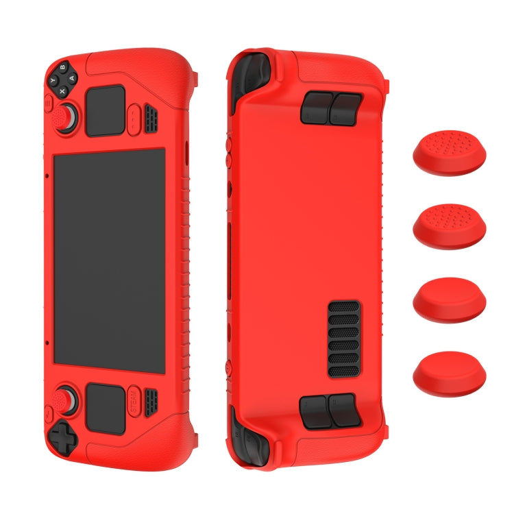 For Steam Deck Game Controller Soft Silicone Protective Cover Case With 4pcs Key Cap, SD001 (Black), SD001 (Red), SD001 (Luminous Blue), SD001 (Luminous Green)