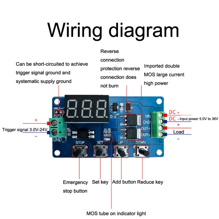 Deek-Robot DDC-432 Delay Relay Switch DC5V-30V Dual MOS Tube Digital Display Time Relay Controller