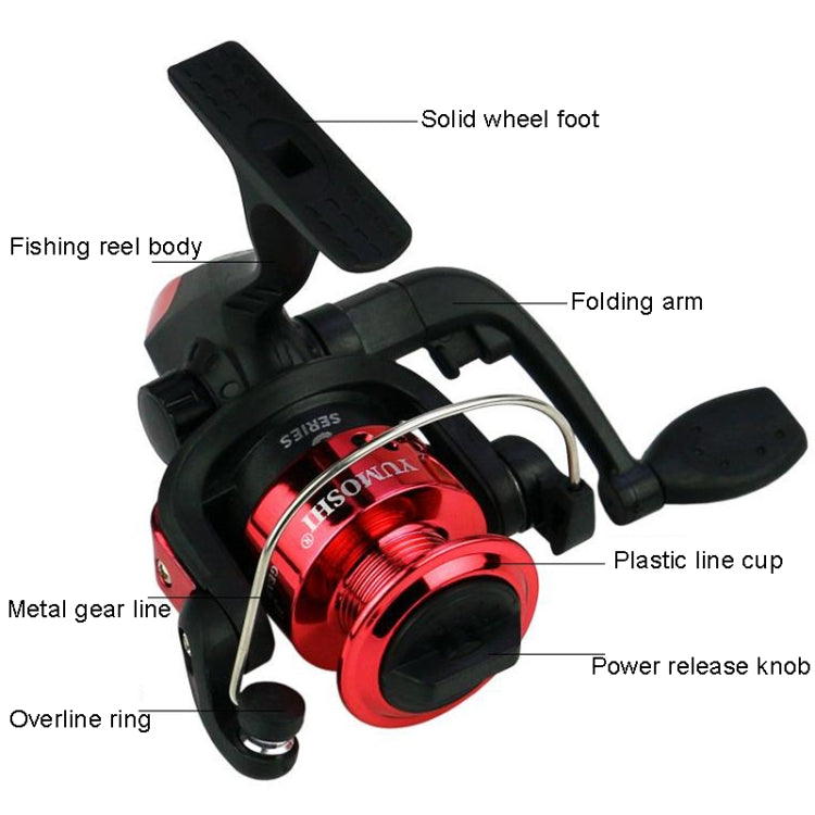 YUMOSHI JL200 Fishing Reel Without Line Plating Head Metal Movement Spinning Reel