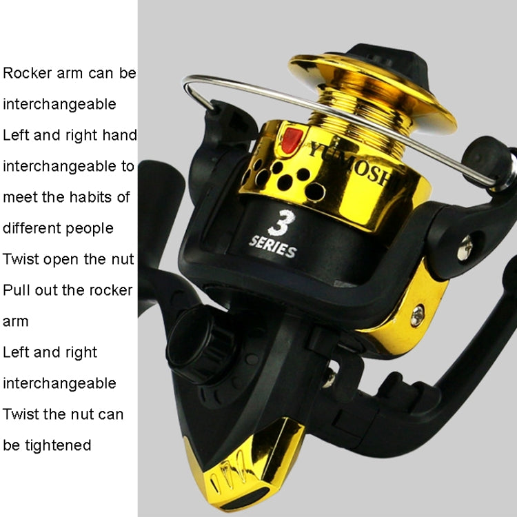 YUMOSHI JL200 Fishing Reel Without Line Plating Head Metal Movement Spinning Reel