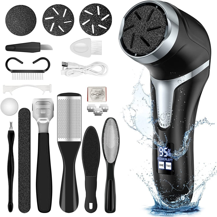 JD-510 Rechargeable Electric Foot Callus Remover with Vacuum Cleaner, White, 10 In 1 Kit White, Black, 10 In 1 Kit  Black