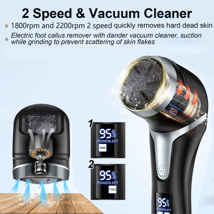JD-510 Rechargeable Electric Foot Callus Remover with Vacuum Cleaner, White, 10 In 1 Kit White, Black, 10 In 1 Kit  Black