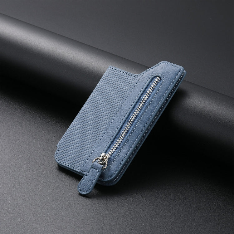 Phone ID Card Holder PU Leather Flap Zipper Wallet Card Holder Bag Adhesive Case