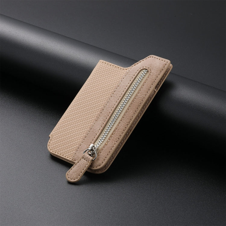 Phone ID Card Holder PU Leather Flap Zipper Wallet Card Holder Bag Adhesive Case