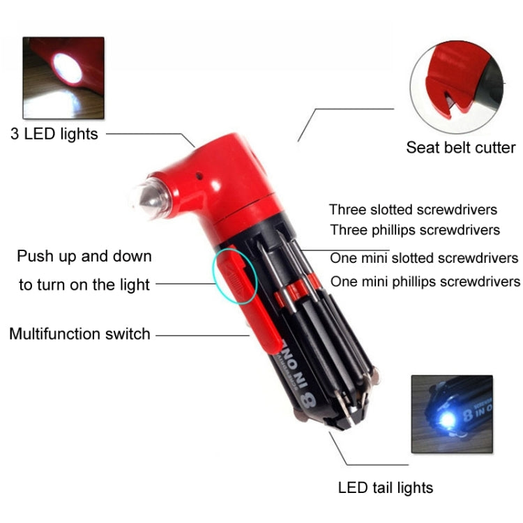 Multifunctional Car Safety Hammer with Screwdriver Flashlight