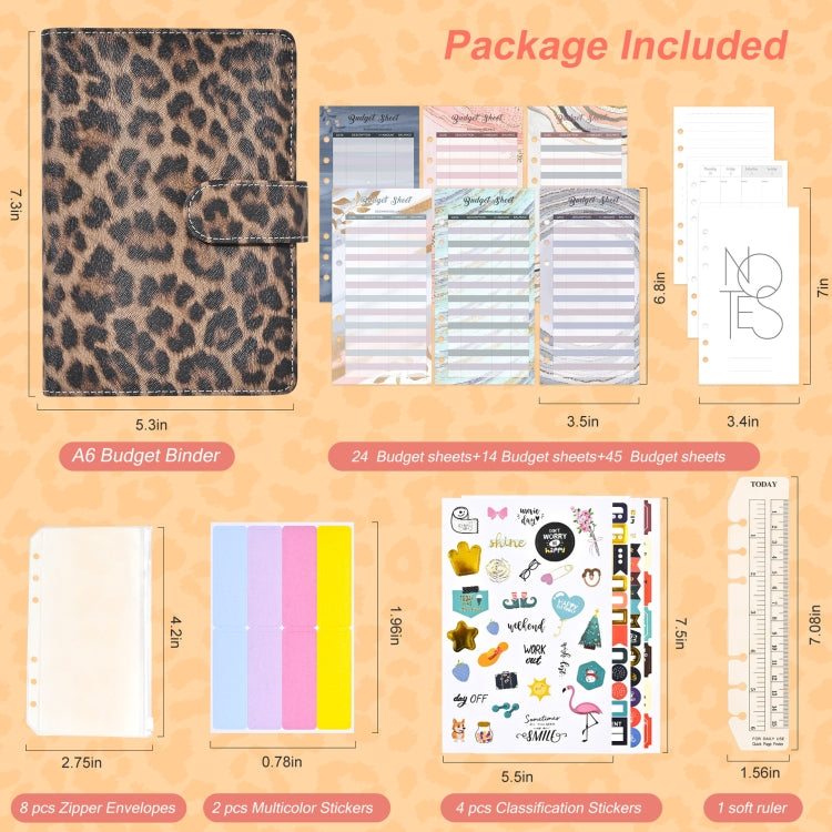 A6 Leopard Print Cash Budget Notebook  Loose Leaf Financial Management Notepad