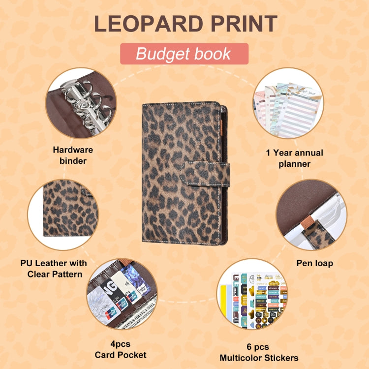 A6 Leopard Print Cash Budget Notebook  Loose Leaf Financial Management Notepad
