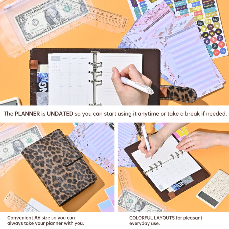 A6 Leopard Print Cash Budget Notebook  Loose Leaf Financial Management Notepad