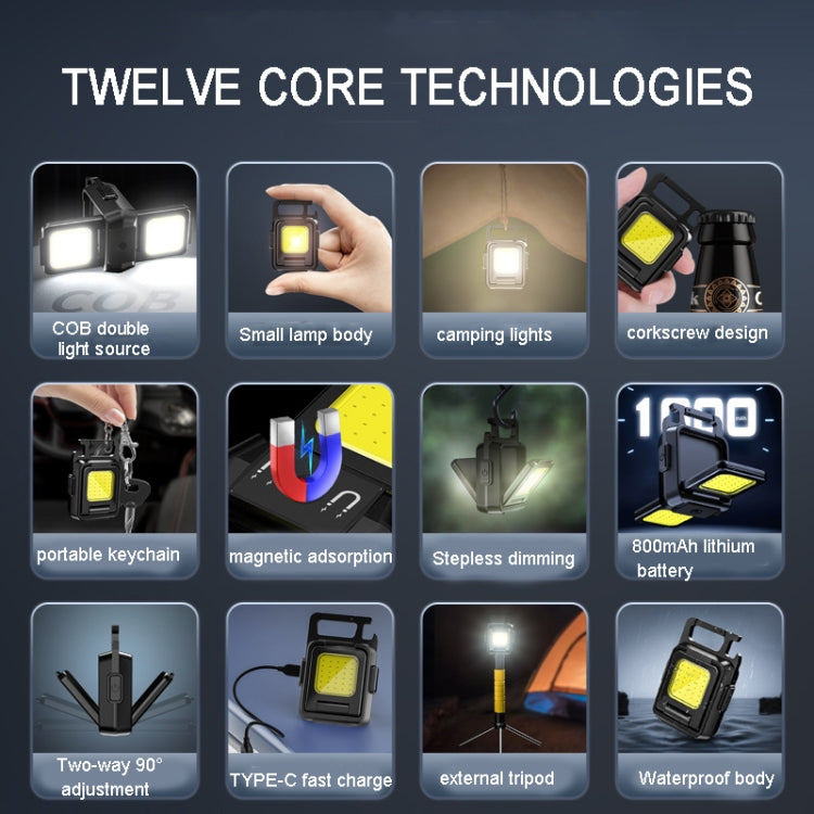 Double Sided COB Flashlight Mini Keychain Light Camping Light