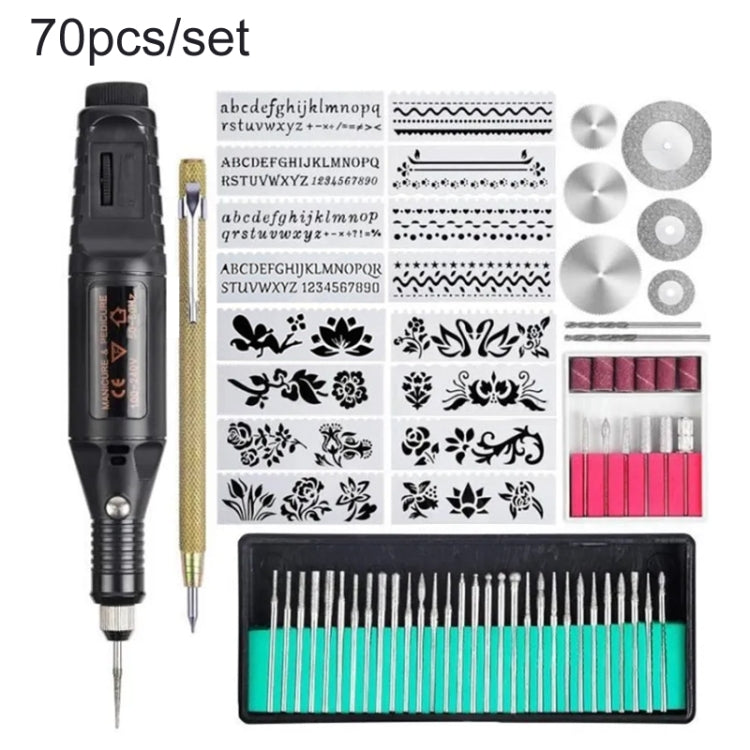 70pcs/set Mini Electric Speed Adjustable Engraving Pen Micro Electric Drill
