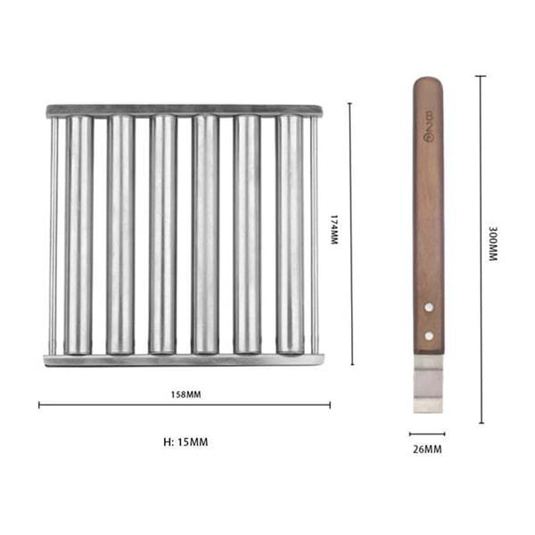 Hot Dog Sausage Grill Stainless Steel Wooden Handle BBQ Rack Kitchen Tools