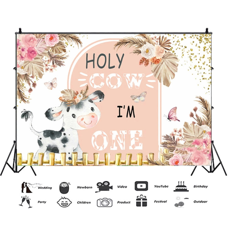Dairy Cow 1st Birthday Party Decoration Banner Hanging Flag Background Cloth