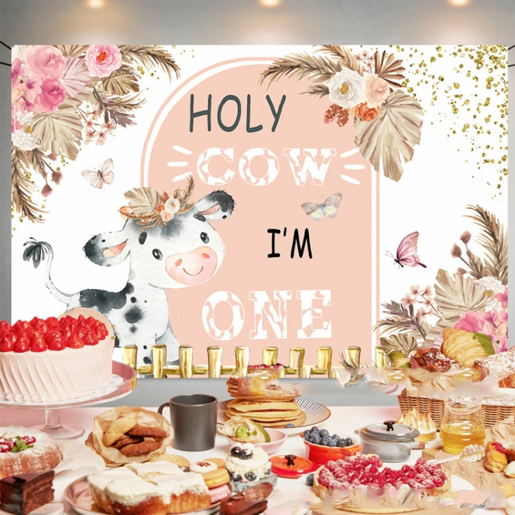 Dairy Cow 1st Birthday Party Decoration Banner Hanging Flag Background Cloth