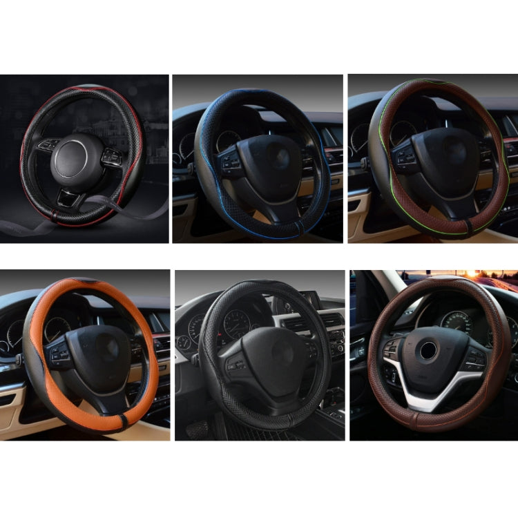 38cm Car Embossed Leather Steering Wheel Cover