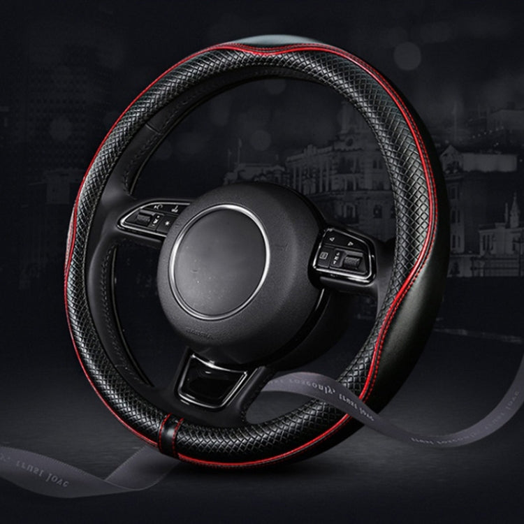 38cm Car Embossed Leather Steering Wheel Cover