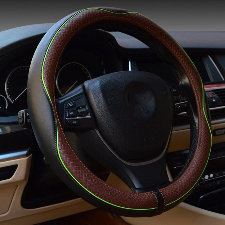 38cm Car Embossed Leather Steering Wheel Cover